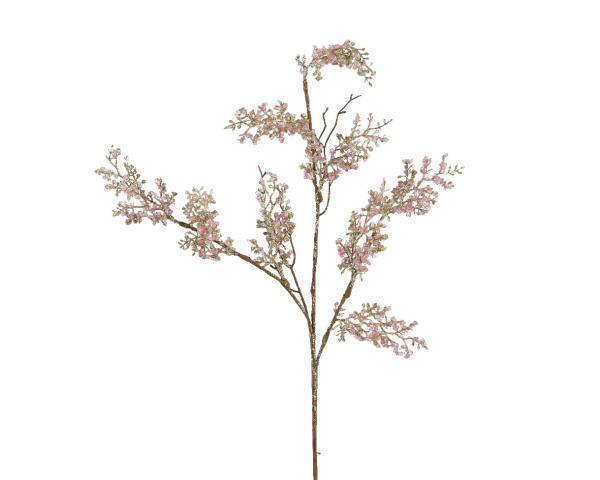 Ветка декоративная Spray листья с блестками pink 87 см 724227 Kmg