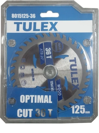 Диск пильный TULEX 8015125-36, ОПТИМАЛЬНЫЙ РЕЗ, по дереву, 125х22,23мм, 36Т