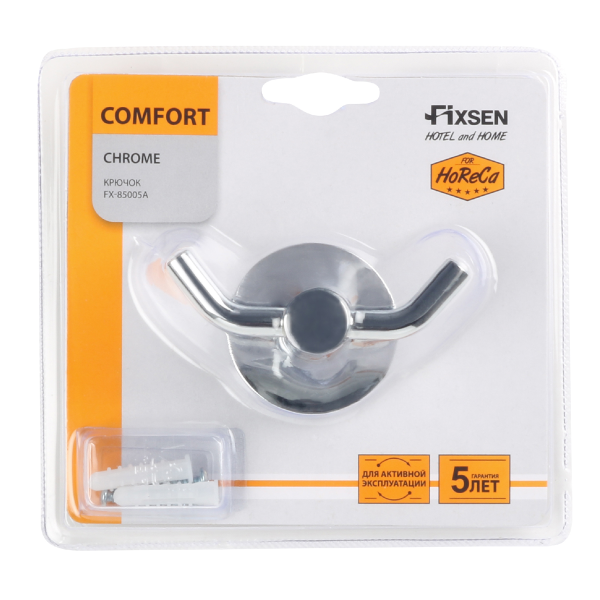 Крючок двойной FIXSEN "COMFORT CHROME" хром FX-85005A