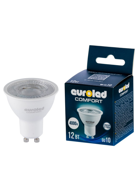 Лампа светодиодная Euroled Comfort GU10 12W 4000K с линзой 60°