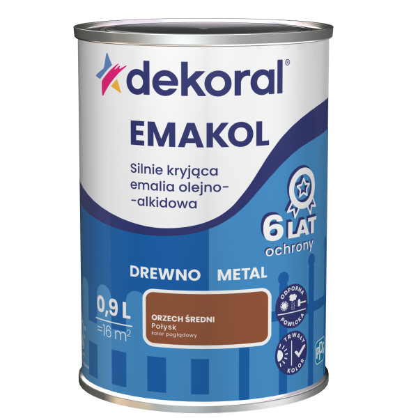 Dekoral Эмаль Emakol SB Trim  орех средний  0,9л