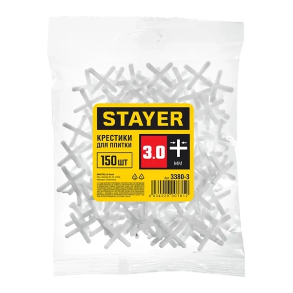 Крестики STAYER для кафеля, 3мм, 150шт
