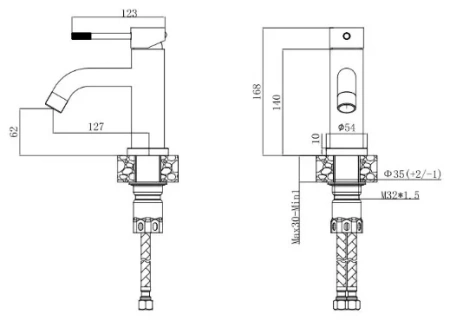Смеситель д/р черный VODA Vessel VSL26B