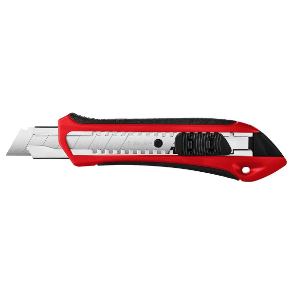 Нож ЗУБР МАСТЕР двухкомп. корпус, автофикс.,сегмент. лезвием, 18мм