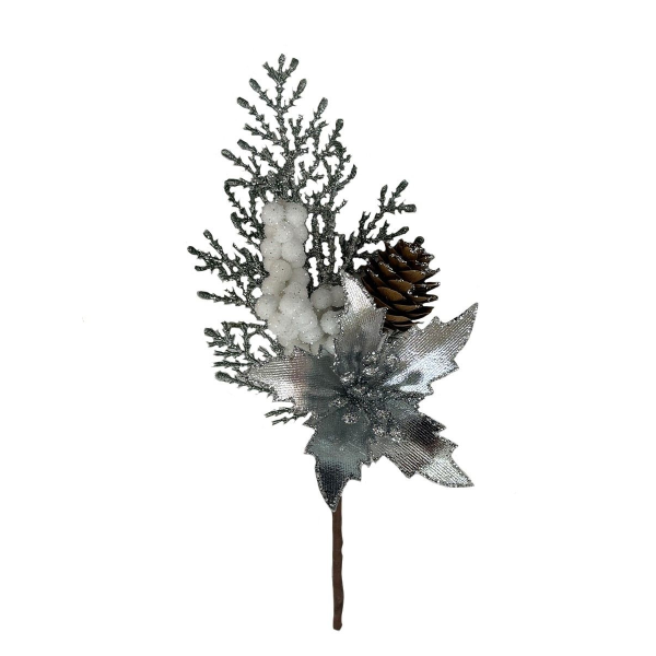 Украшение интерьерное новогоднее MAGIC TIME ветка с сосновой шишкой 5х10х22 см 92410