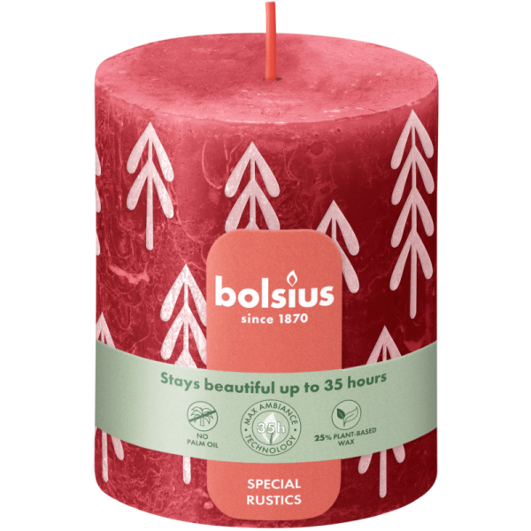Свеча столбик Bolsius 8х6,8 см Delicate Red