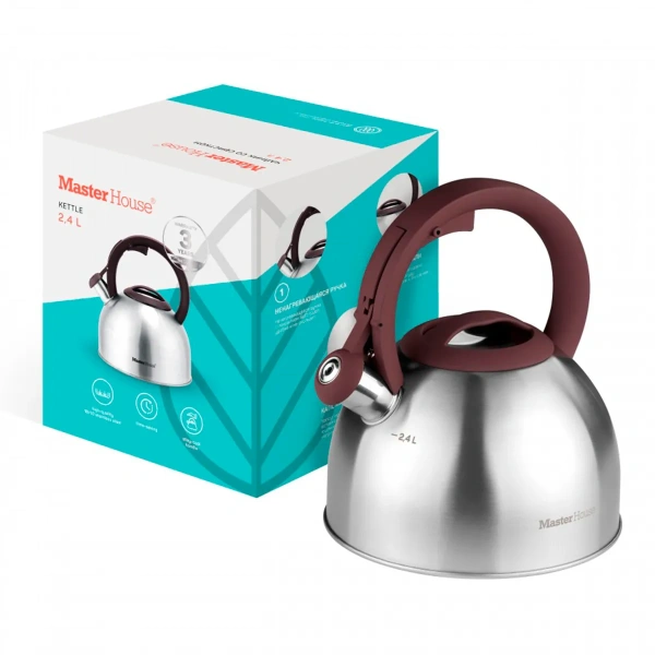 Чайник со свистком Antonio 2,4 л стальной/ шоколад 75360