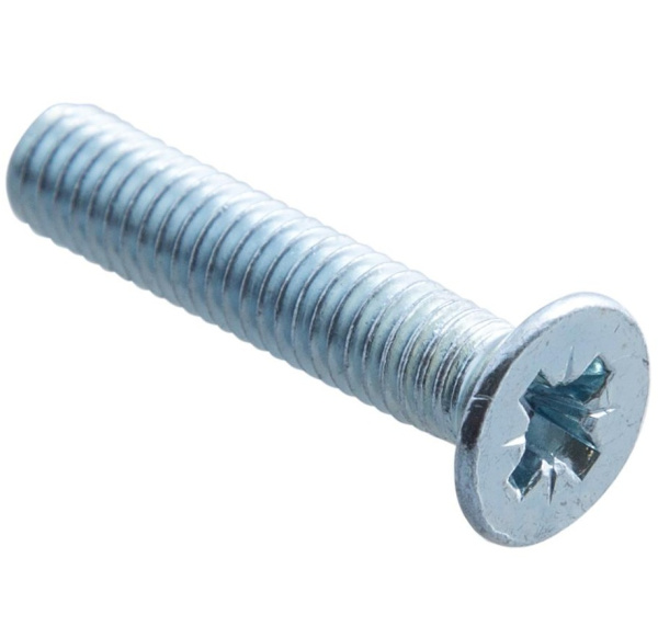 Винты пот. DIN 965 М4x30 с гайк.и шайб. (белый цинк 10 шт)