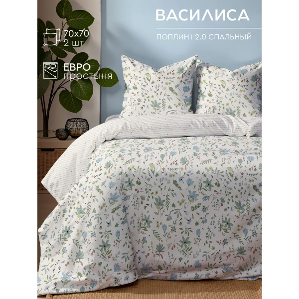 Комплект постельного белья Василиса 2,0  нав 70х70х2 шт 20186/1 Поплин