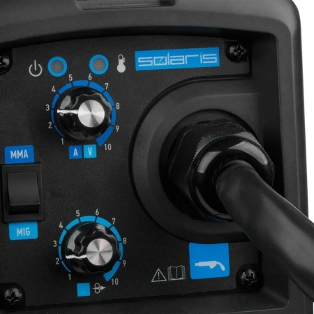 Полуавтомат сварочный Solaris MIG-200EM (220В; MIG/FLUX/MMA; встр. горелка 2 м; смена полярности; ка