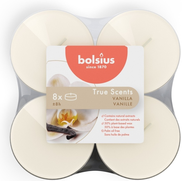 Набор свечей в гильзах Bolsius 8 шт 60 мм 8 ч.Ваниль