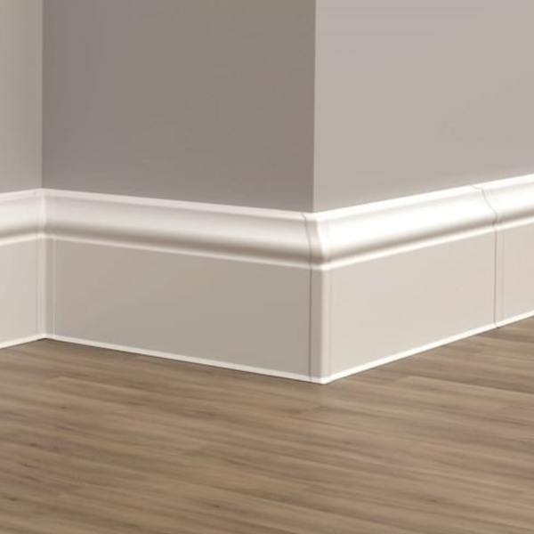 Плинтус напольный фигурный 80мм 2,2м "Идеал Дюра", 001 Белый