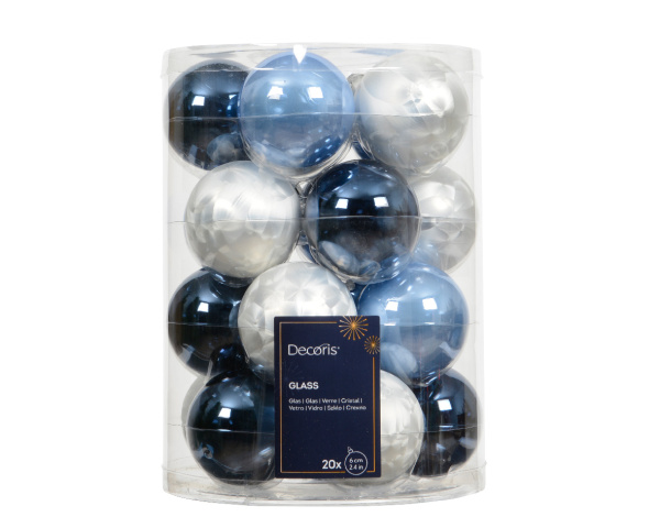 Набор елочных шаров 20 шт х6 см стекло, blue/colour 142187 Kmg