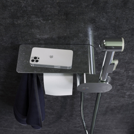 Гигиенический набор AM.PM F0202600 Like, со смесителем для душа с полкой, хром, шт.,