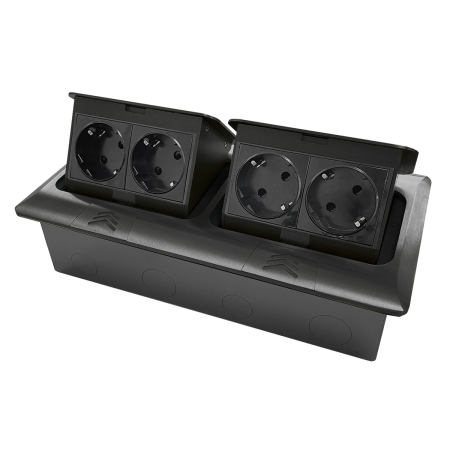 Лючок напольный/настольный на 2х4 модуля, металл, чёрный