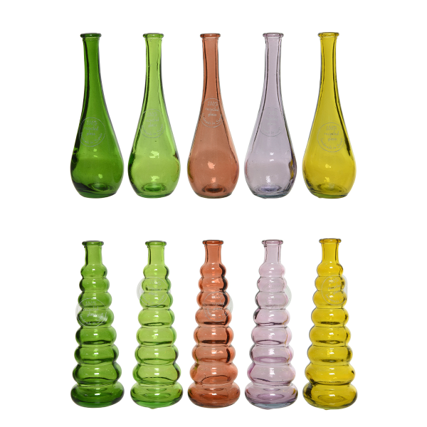 Ваза-колба стекло Kaemingk 6х18 см 5 цветов в ассортименте 870203