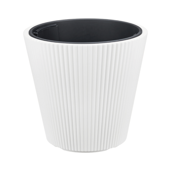 Кашпо СТРИП  D390мм H370 мм 30л со вставкой Белый М 3413