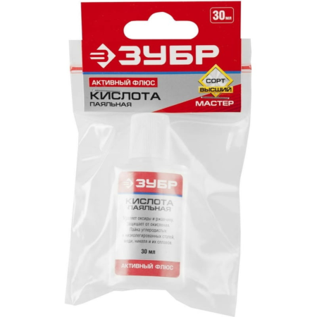 Флюс ЗУБР паяльная кислота, пласт, 30мл