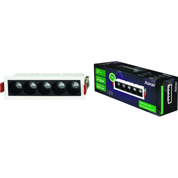 Св-к встраив-й, ARTIN, прямоугольный 148х45х55мм LED 10Вт 800Лм 4200К алюминий белый , Ritter 59996 