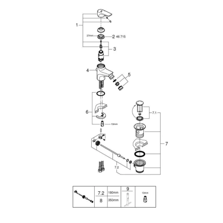 Смеситель д/р или биде Grohe 23770000 Start Flow