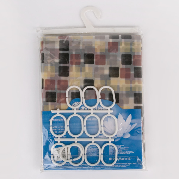 Штора для ванной S-C016-2 (черная мозаика) 1,8*1,8