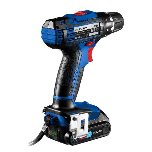 Дрель-шуруповерт ЗУБР Профессионал DL-201-22 50 Н-м, 2 скорости 2 АКБ. 20В, 2 А-ч. Кейс
