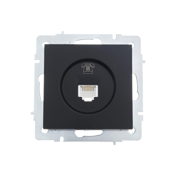 Розетка VESNA 742-4288-137 телефонная евро черная матовая (механизм)