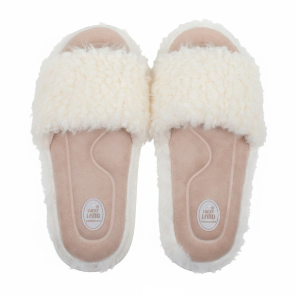 Тапочки LuckyLand домашние женские р-р 36-41 кремовый 5056 W-O-LPVC