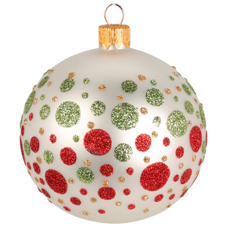 Шар елочный Koopman 8 см Блестящие горошины 2 вида в ассорт. Стекло AVG119200