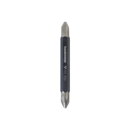 Биты Hanskonner HKPH2PZ2-65D-2, двустор., PH2xPZ2x65мм, сталь S2, Diamond, 2шт