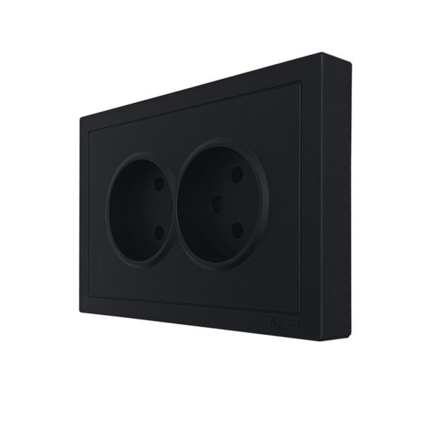 Розетка 704-4200-127BQC ZIMA двойная с/з бакалит черная матовая