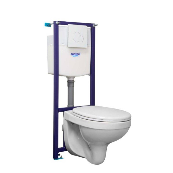 ПЭК АЛЬФА КОМФ подвесной унитаз+инсталяция+кнопка белая+сидение полипропилен SC арт.138164S0000B2