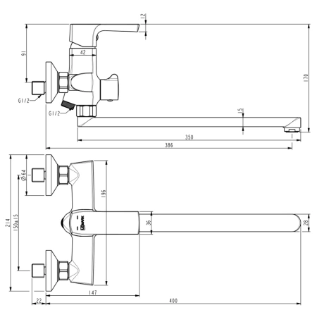 Смеситель в/д Lemark Ursus LM7251BL универсальный черный