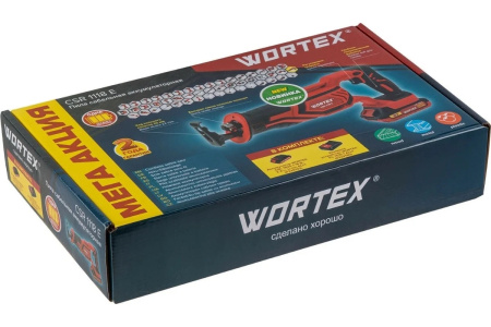 Пила сабельная аккумуляторная WORTEX CSR 1118 E в кор. ALL1 МЕГА АКЦИЯ 18В, 1 акк., 2 Ач, дер. 115 м
