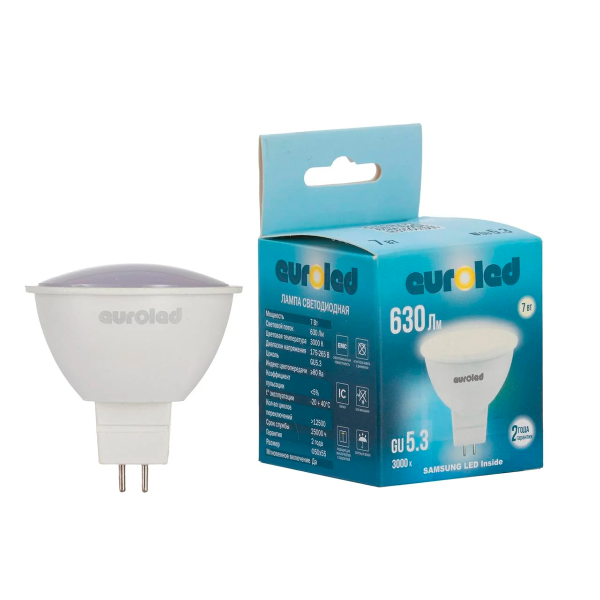 Лампа светодиодная Euroled GU5.3 8W 3000K матовая