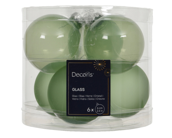 Набор елочных шаров 6 шт х6 см стекло, matcha green 41844 Kmg