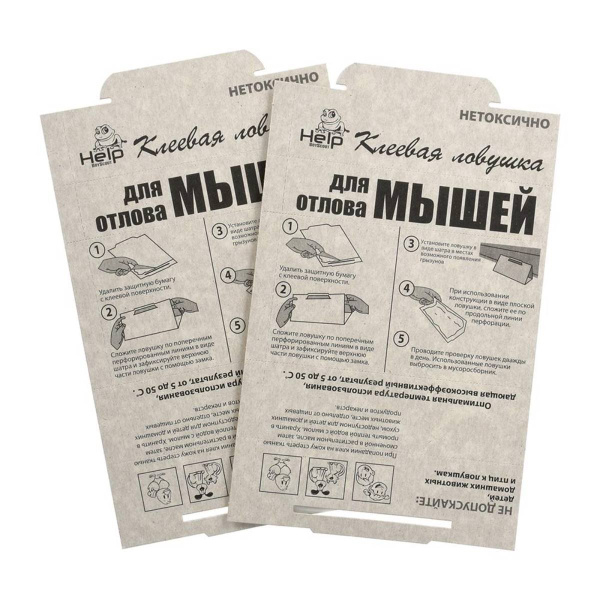 Ловушка клеевая HELP для отлова МЫШЕЙ, 2шт. в упаковке