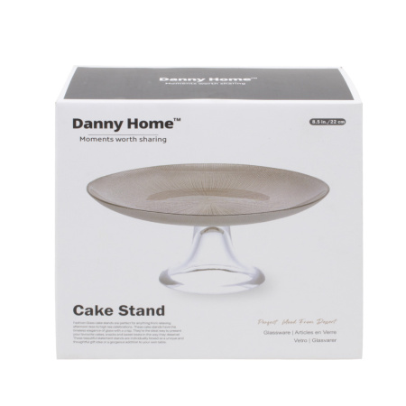 Тортница DH на ножке стекло 22х11 см розовое золото WY33-08