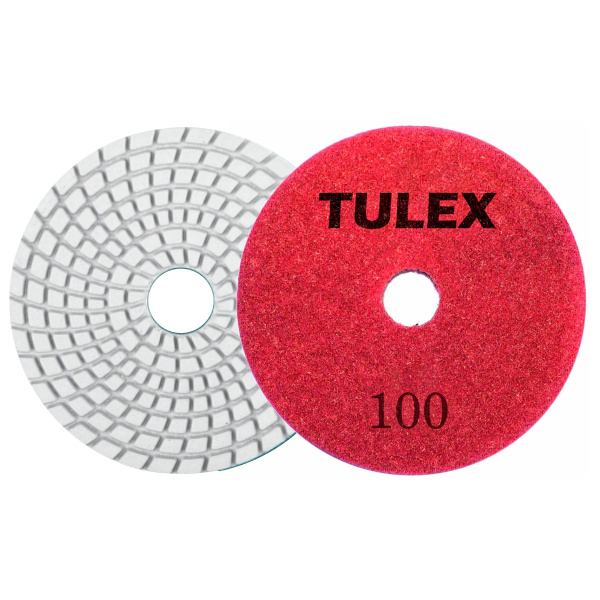 Круг алмазный гибкий шлифовальный TULEX 851021-100 на велкро основе, мокрое шлифование, 100мм, P100