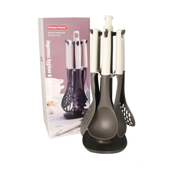 Набор кухонных принадлежностей DH нейлон 7 пр.белый с подставкой DH3205