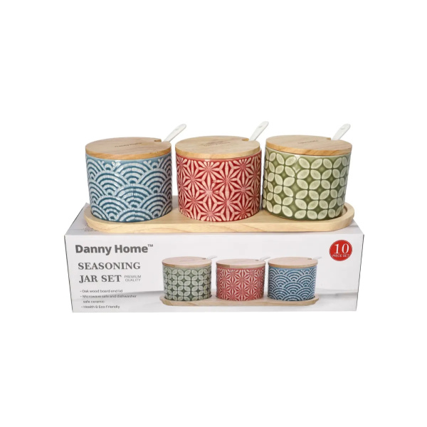 Набор баночек DH Узоры 3 шт на подставке T04-14