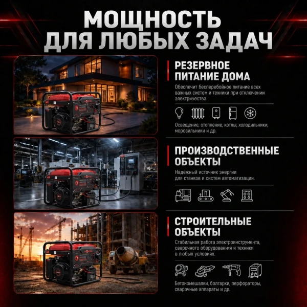 Генератор бензиновый MAGNETTA GFE-A8000, 6 КВТ, 230 В