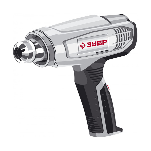Фен технический (строительный), ЗУБР ФТ-2000, насадки 3 шт, 2 режима: 350град/ 350л/мин, 650град/ 55