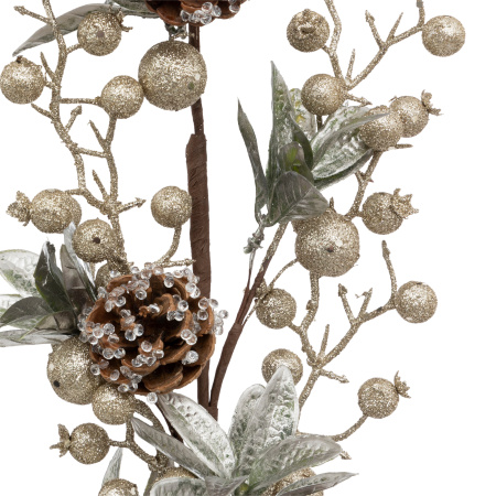 Ветка декоративная Atmosphera с шишками и золотыми шарами 75 см 191369