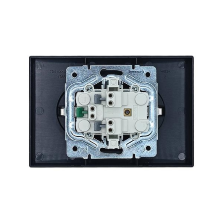 Розетка 704-4200-128BQC ZIMA двойная б/з бакалит черная матовая