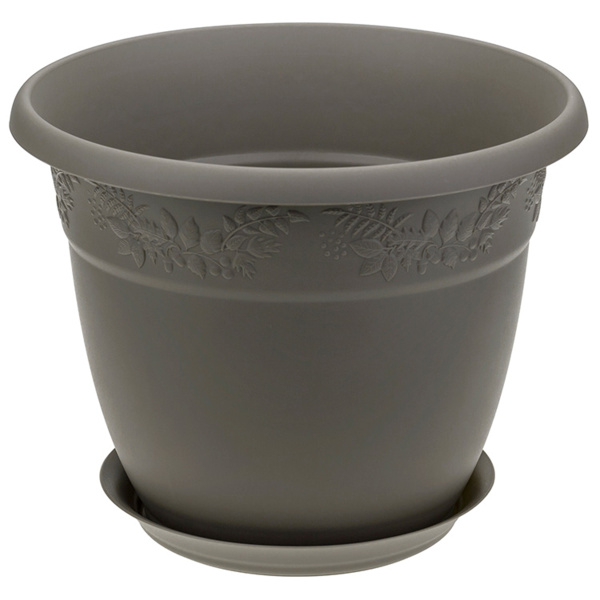 Кашпо IDEA РЯБИНА D400мм, 22л с поддоном французcкий серый