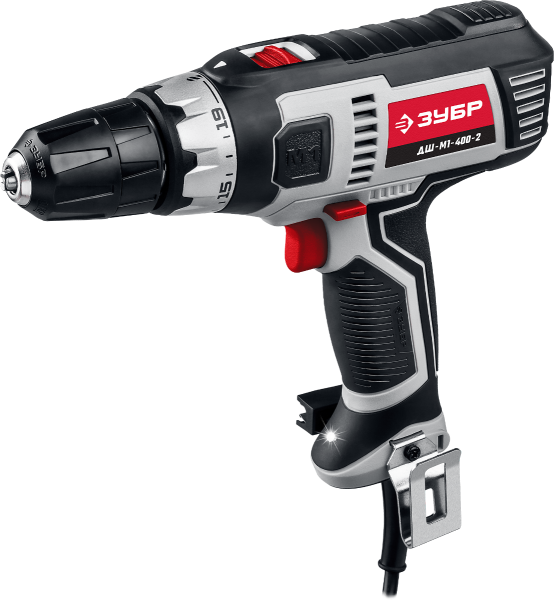 Дрель-шуруповерт сетевая ЗУБР, ДШ-М1-400-2, 400 Вт, 0-450/0-1800 об/мин