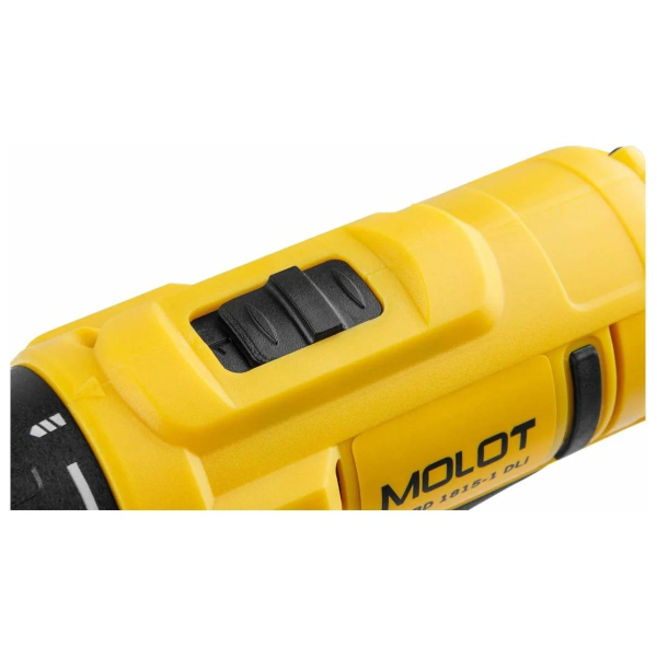 Дрель-шуруповерт аккум. MOLOT MBD 1815-1 DLi в чем. 18В, 2 акк., 1.5 А/ч Li-Ion, 2 скор., 30 Нм, арт