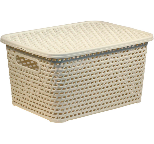 Ящик IDEA РОТАНГ 13л 370х280х190мм белый, с крышкой