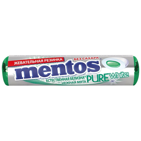 Mentos жевательная резинка Pure White Мint 15,5г